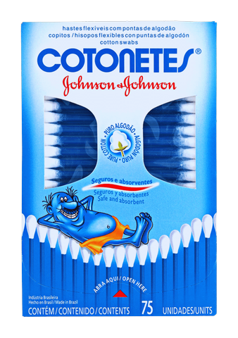 Hastes Flexíveis Cotonetes J&J Caixa com 75 unidades