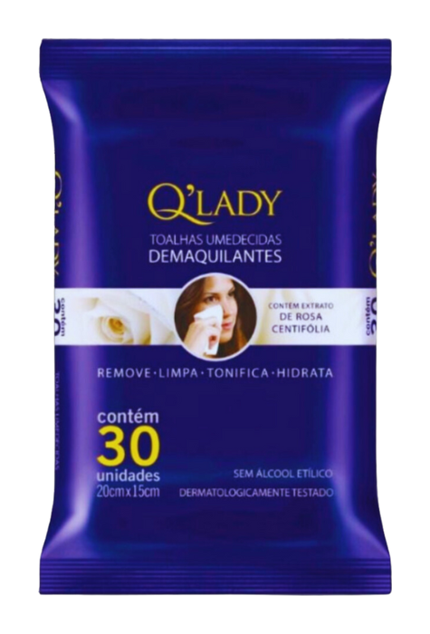 Toalha Umedecida Demaquilante Q'Lady C/30 Und