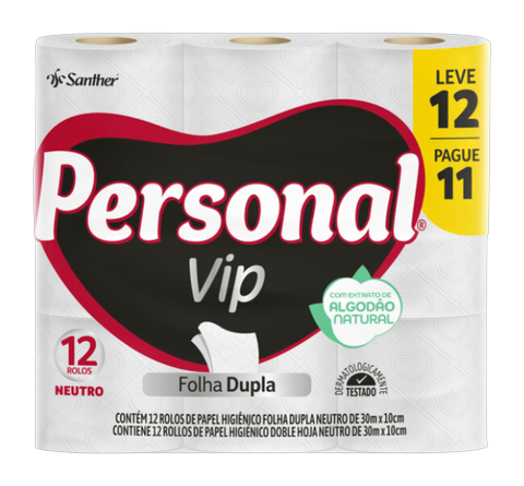 Papel Higiênico Personal Vip Folha Dupla LV 12 PG 11