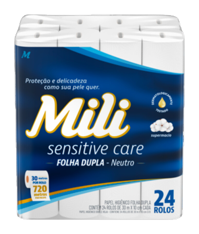 Papel Higiênico Mili Sensitive Care Folha Dupla C/24 Rolos