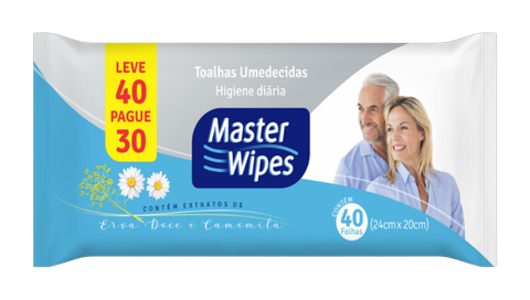 Toalha Umedecida Master Wipes Pacotes C/40 Unidades