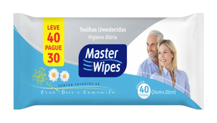 Toalha Umedecida Master Wipes Pacotes C/40 Unidades