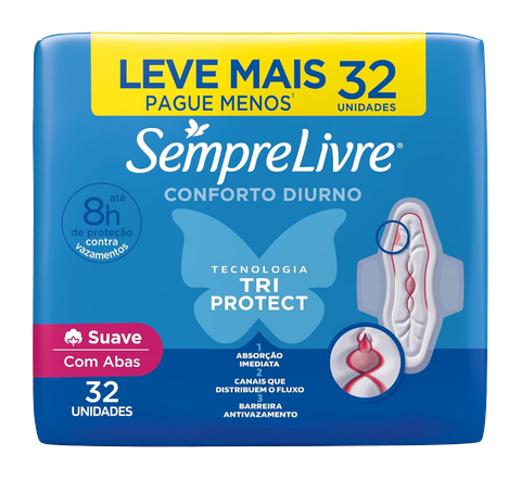 Absorvente Sempre Livre Adapt Plus Suave C/abas Pacote C/32 Und