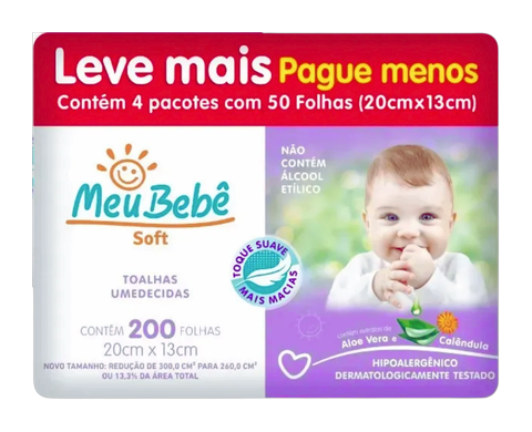 Toalha Umedecida Meu Bebe Soft LV+PG-
