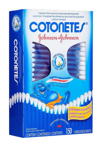 Hastes Flexíveis Cotonetes J&J Caixa com 150 unidades