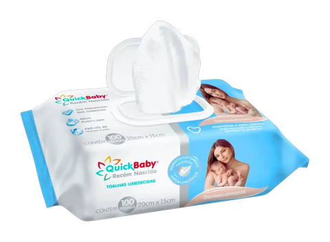 Toalha Umedecida Quick Baby Recém Nacido C/100 Und