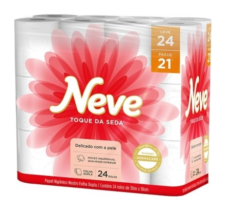 Papel Higiênico Neve Toque de Seda Folha Dupla LV 24 PG 21