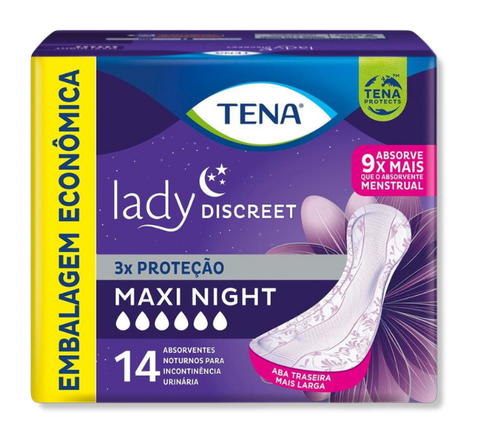 Absorvente Tena Lady Discreet Maxi Night Pacote com 14 Unidades