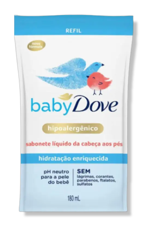 Sabonete Líquido da Cabeça aos Pés Refil Hidratação Enriquecida Dove Baby 180ml