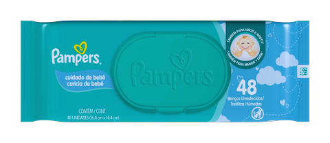 Toalha Umedecida Pampers Cuidado de Bebê C/48 Und