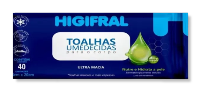 Toalha Umedecida Higifral C/40 Unidades