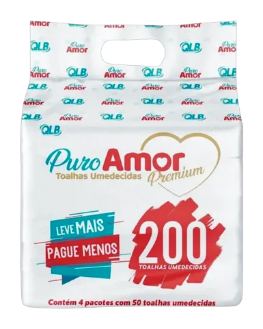 Toalha Umedecida Puro Amor Premium C/4 Pacotes