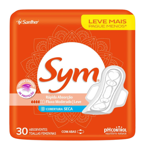 Absorvente Sym Total Protect Seca C/Abas 30 Und