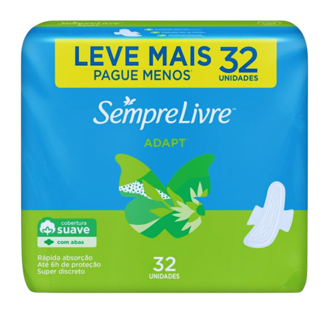 Absorvente Sempre Livre Adapt Suave C/Abas Pacote C/32 Und