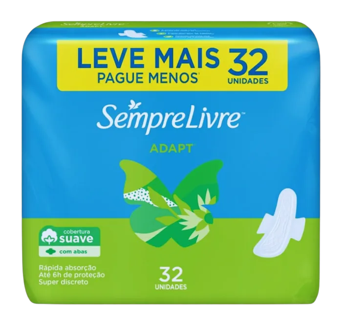 Absorvente Sempre Livre Adapt Suave C/Abas Pacote C/32 Und