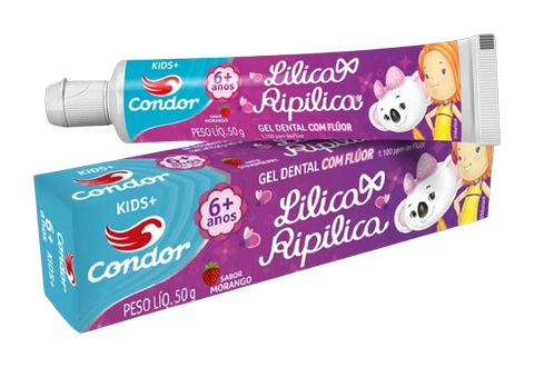 Creme Dental Infantil Condor Lilica Ripilica Sabor Morango 50g