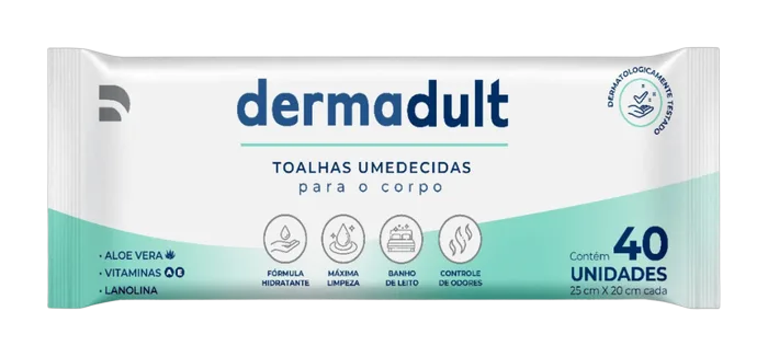 Toalha Umedecida Dermadult Pacote C/40 Unidades
