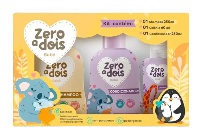 Kit Infantil Zero a Dois Shampoo+ Cond+ Colônia