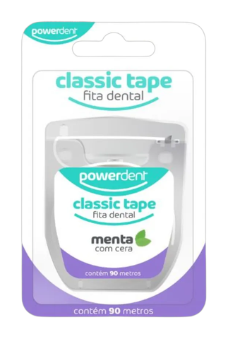 Fio Dental Powerdent Classic Tape Menta com Cera 90m