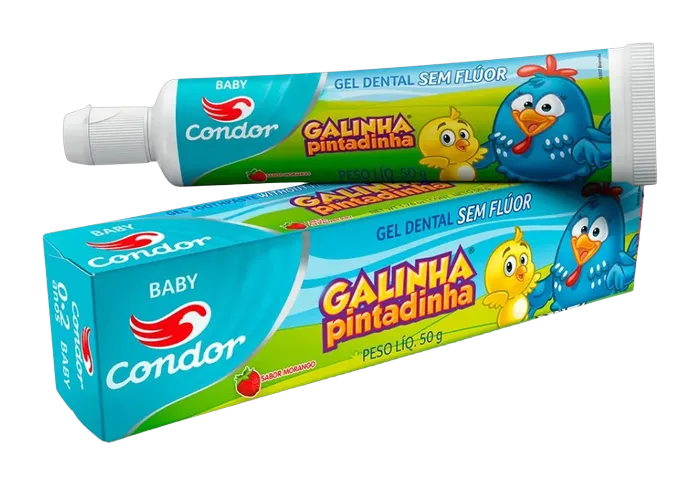 Creme Dental Baby Condor Galinha Pintadinha Sabor Morango 50g