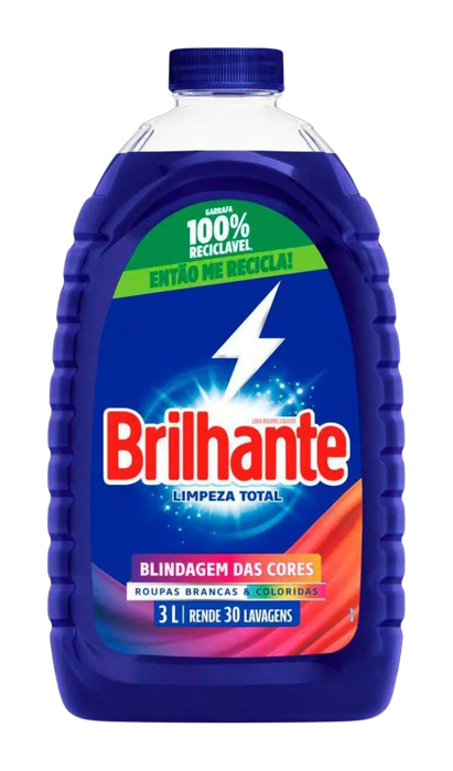 Lava Roupas Líquido Brilhante Limpeza Total 3L