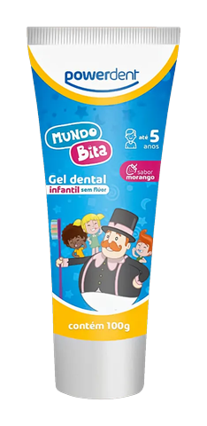 Creme Dental Infantil Powerdent Mundo Bita Sabor Morango 100g