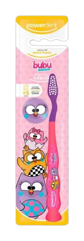 Escova Dental Infantil Powerdent Bubu e as Corujinhas C/ Ventosa