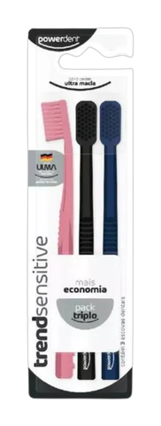Kit Escova Dental Powerdent Trend Sensitive C/ 3 Unidades
