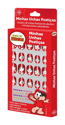 Unhas Postiças Infantil Turma da Mônica Autoadesivas Mônica