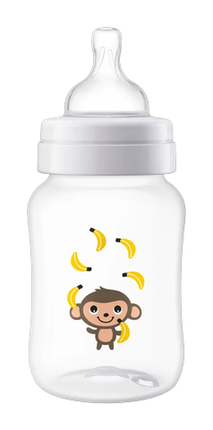 Mamadeira Philips Avent Anticólica Transparente Macaquinho 1+ Meses 260ml