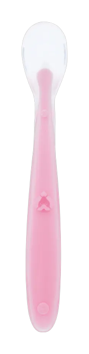 Colher Infantil Anatômica em Silicone Buba Rosa +6 Meses