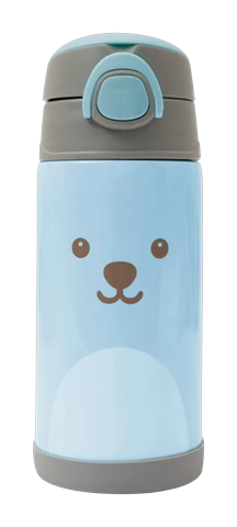 Garrafinha Térmica Com Canudo Buba Azul 400ml