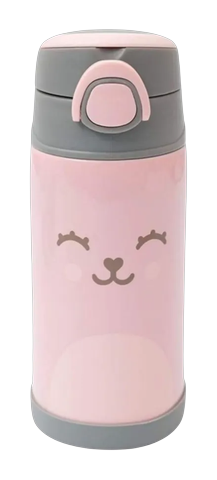 Garrafinha Térmica Com Canudo Buba Rosa 400ml