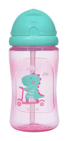 Garrafinha Infantil Dino Patinete Buba Rosa 400ml