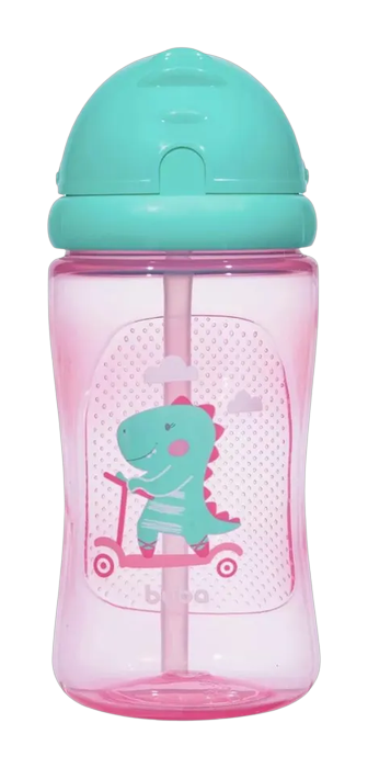 Garrafinha Infantil Dino Patinete Buba Rosa 400ml