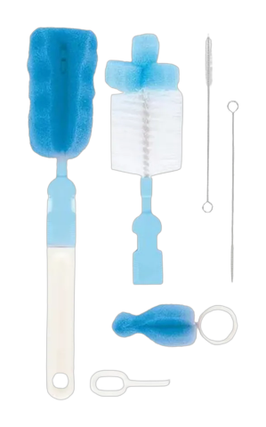 Kit Escovas para Mamadeiras, Bicos e Canudos Buba Azul