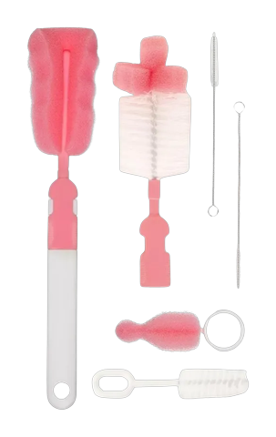 Kit Escovas para Mamadeiras, Bicos e Canudos Buba Rosa