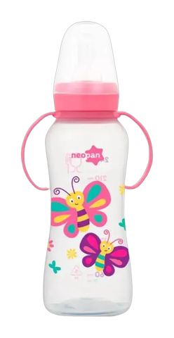 Mamadeira Neopan com Alça Rosa 6+ Meses 250ml