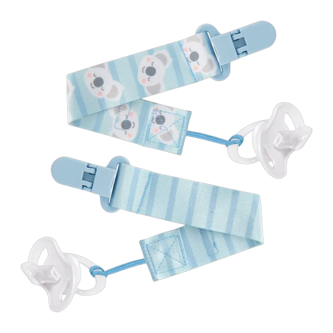 Kit Prendedores de Chupeta Buba Coala Azul +3 Meses c/ 2 Unidades
