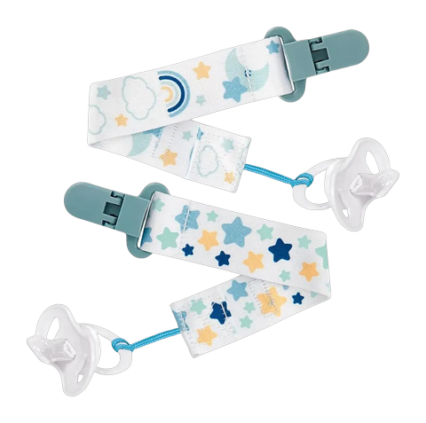 Kit Prendedores de Chupeta Buba Estrelinha Azul+3 Meses c/ 2 Unidades