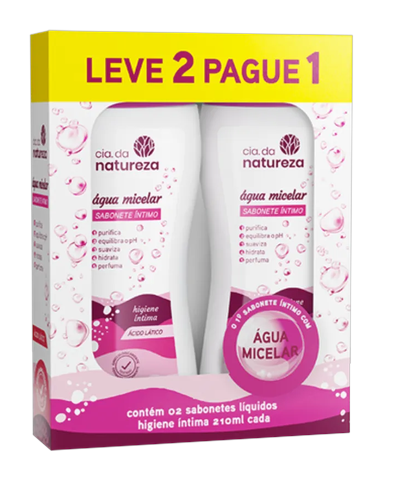 Kit Sabonete Íntimo Cia.da.Natureza Água Micelar 210ml c/ 2 Unidades