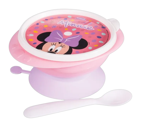 Tigela Bowl Infantil com Ventosa e Colher Plasútil Minnie 240ml