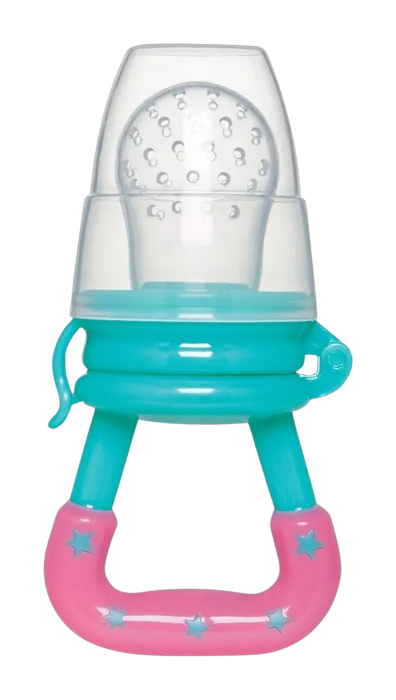 Porta Frutinhas Buba em Silicone Rosa e Verde +6 Meses
