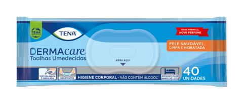 Toalha Umedecida Tena Dermacare Novo Perfume C/40 Unidades