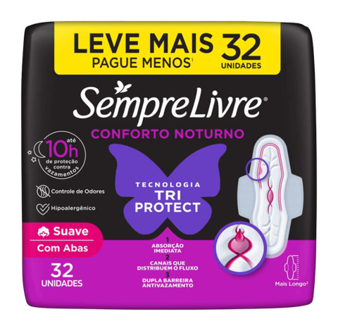 Absorvente Sempre Livre Conforto Noturno Pacote C/32 Und