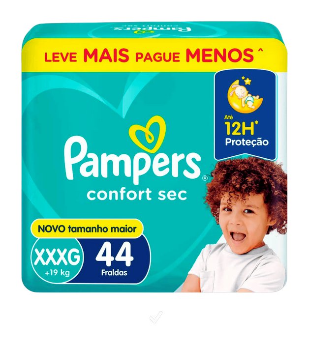 Fralda Pampers Confort Sec XXXG Pacote C/44 Unidades
