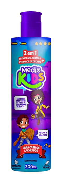 Creme P/ Pentear + Ativador de Cachos Medix Kids 300ml