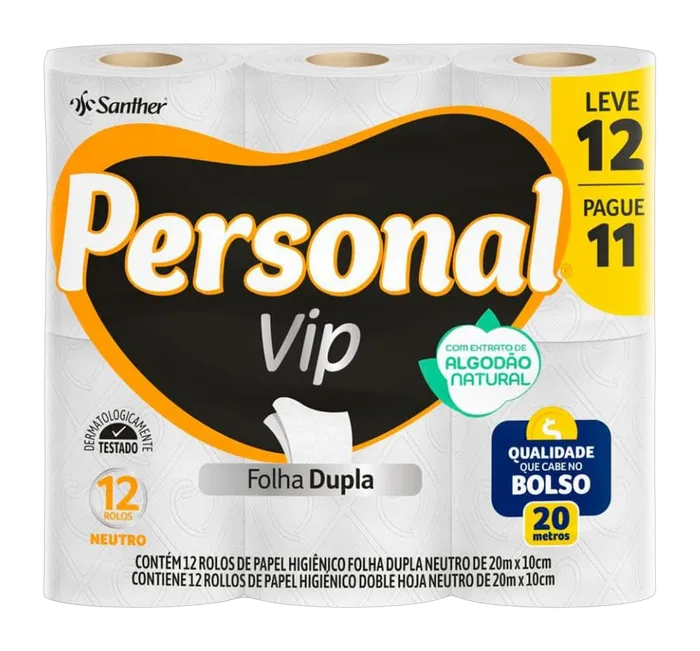 Papel Higiênico Personal Vip Folha Dupla LV 12 PG 11