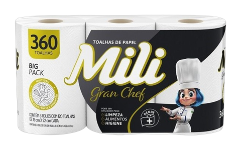 Toalha de Papel Mili Gran Chef Pacote C/3 Rolos
