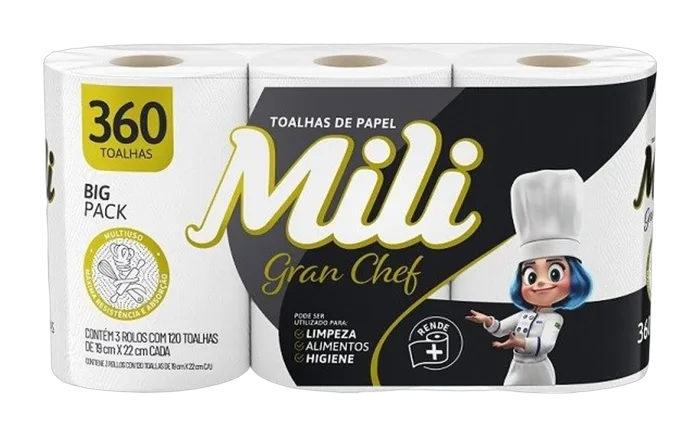 Toalha de Papel Mili Gran Chef Pacote C/3 Rolos